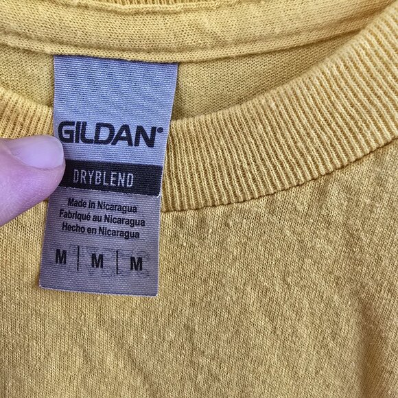 Gildan Men T-Shirt Yellow Size M DryBlend Cotton Polyester Crewneck Short Sleeve - Picture 3 of 5